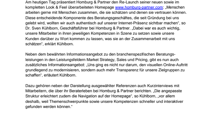 Homburg & Partner präsentiert neue Homepage: Zeitgemäßes Design und zusätzliche Inhalte 