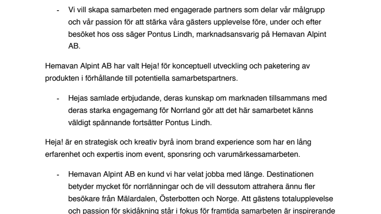 Hemavan Alpint AB väljer Heja!
