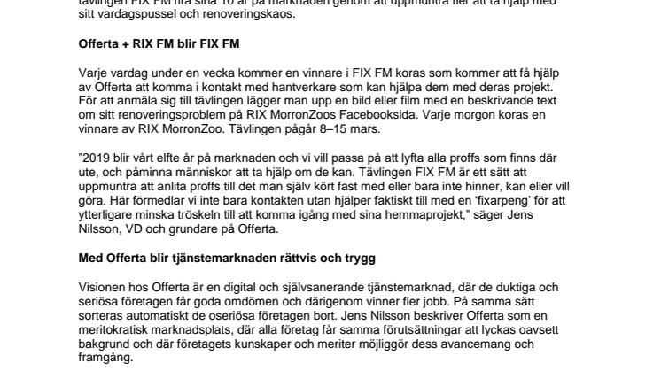 Offerta.se möjliggör drömprojekt med RIX FM