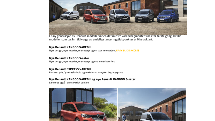 Nye Renault Kangoo og nye Renault Express varebil 