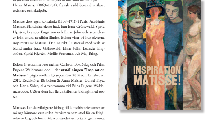 "Inspiration Matisse!" Ny bok och utställning på Prins Eugens Waldemarsudde