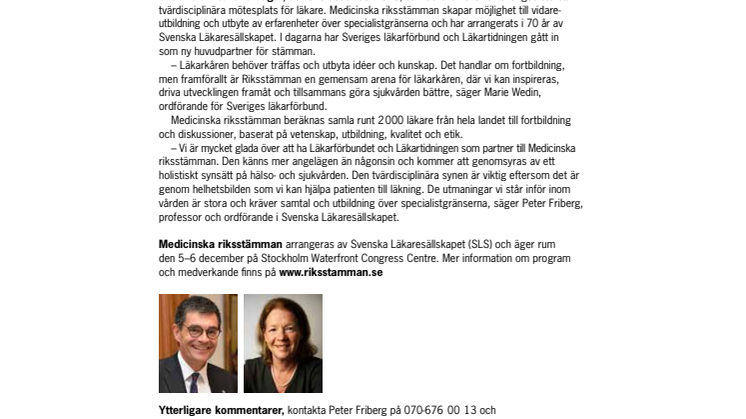 Läkarförbundet och  Läkartidningen ny huvudpartner  för Medicinska riksstämman 2013