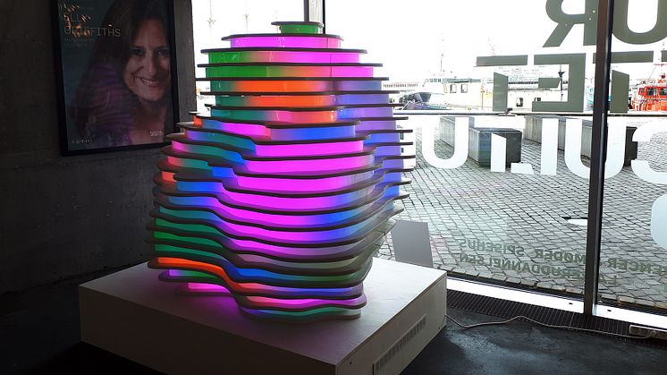 Extended senses, ljusinstallation som visar data från sensorer uppsatta runtom i Helsingborg och Helsingör.