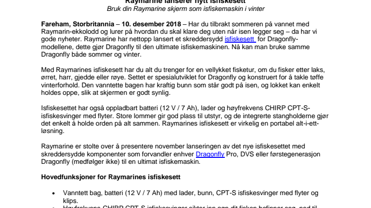Raymarine lanserer nytt isfiskesett