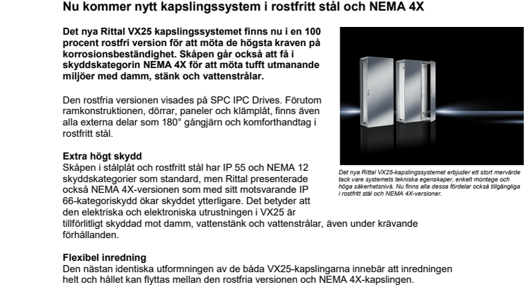 Nu kommer nytt kapslingssystem i rostfritt stål och NEMA 4X