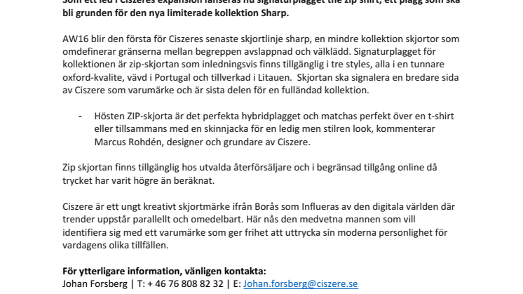 Ciszere Introducerar höstens hybridplagg – The zip shirt