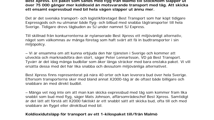 Best Xpress utmanar flyget med klimatvänligt tågbud från Malmö