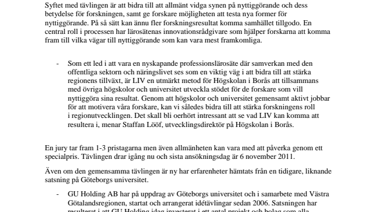 Ny gemensam idétävling för lärosätena i Väst