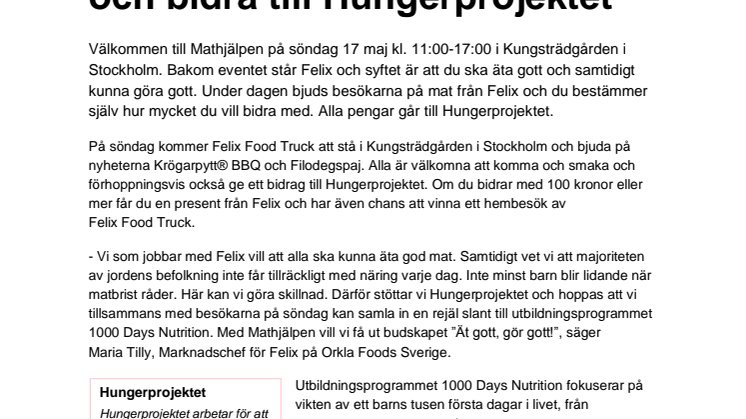 Mathjälpen – ät gott från Felix och bidra till Hungerprojektet