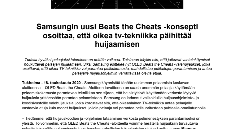Samsungin uusi Beats the Cheats -konsepti osoittaa, että oikea tv-tekniikka päihittää huijaamisen