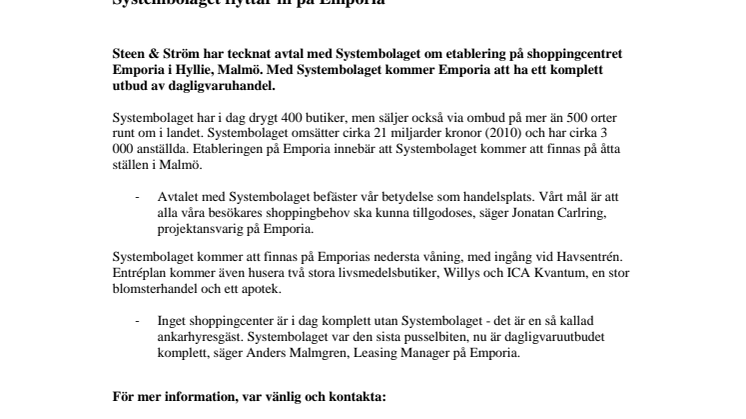 Systembolaget flyttar in på Emporia