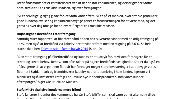 Stofa vinder frem på bredbåndsmarkedet