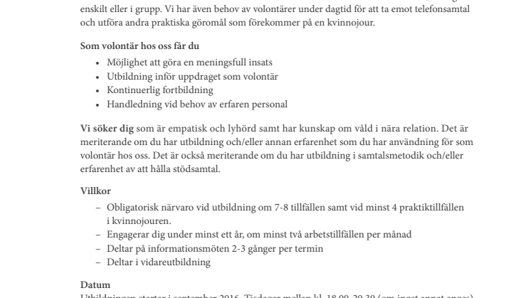 Några platser kvar till höstens volontärutbildning 