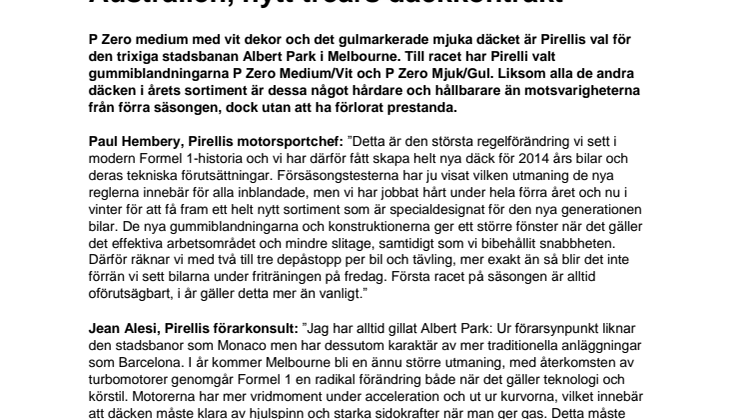 Nya Pirelli P Zero på F1-premiär i Australien, nytt treårs däckkontrakt 