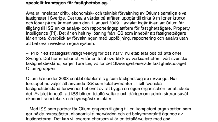 Norsk fastighetsägare väljer ISS som förvaltare