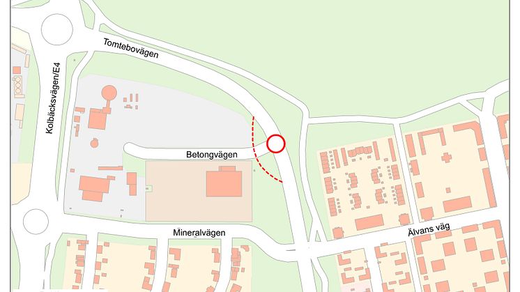 Illustrationen visar var förbifart och cirkulationsplats ska byggas.