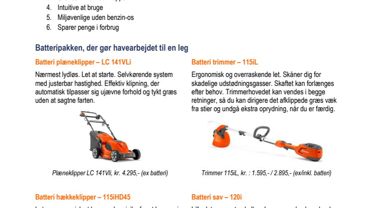 Ny batteripakke til haveejerne 