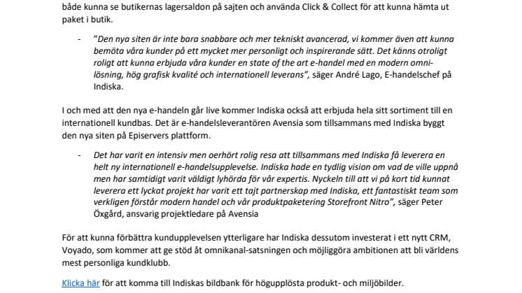 Indiska lanserar ny internationell hemsida
