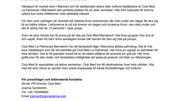 HÖST TILL HÄST I MARRAKECH