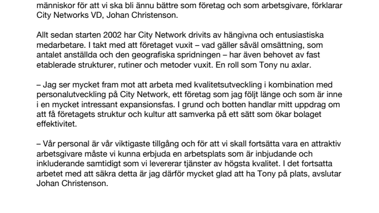 City Network – Fullt fokus på kvalitet