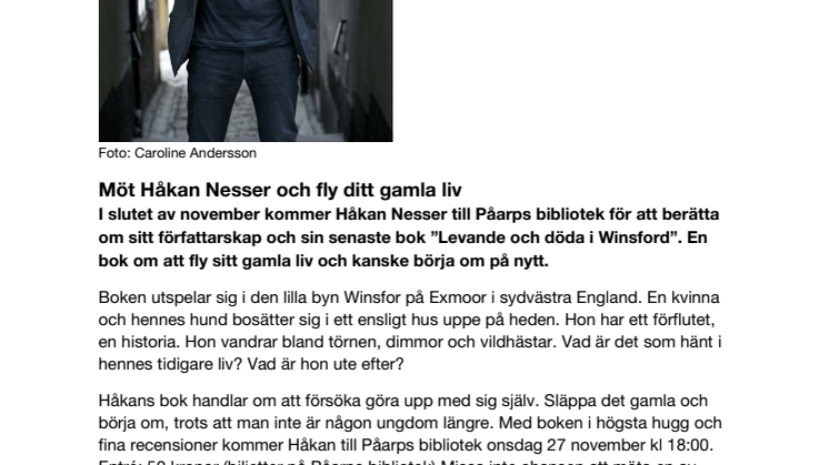 Författarbesök på Helsingborgs bibliotek - Möt Håkan Nesser