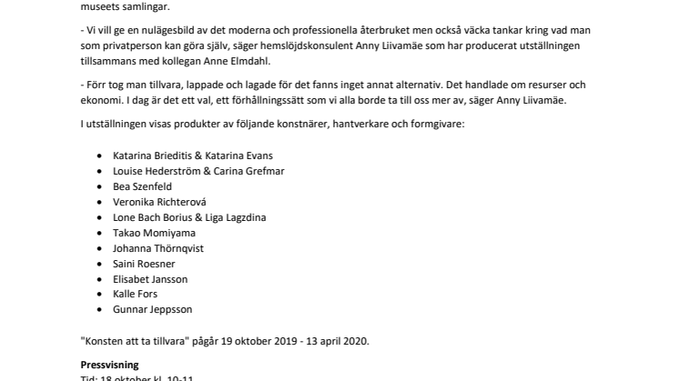Sörmlands museum öppnar ny utställning  om återbruk och hållbarhet