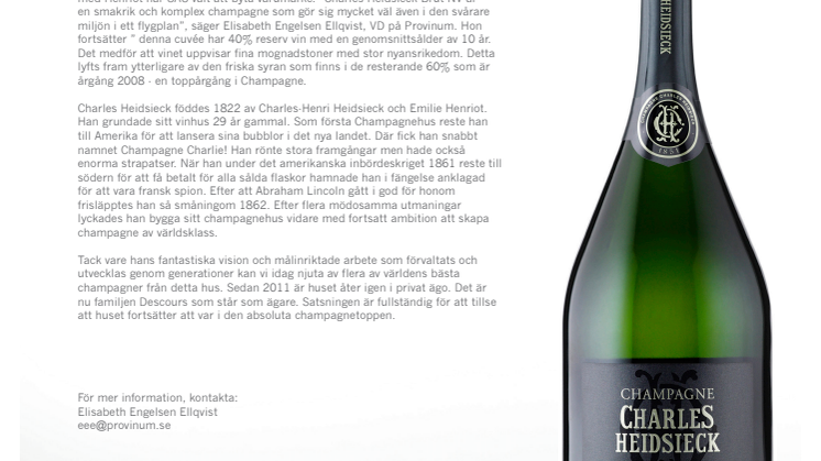 SAS lanserar Champagne Charles Heidsieck i  business class