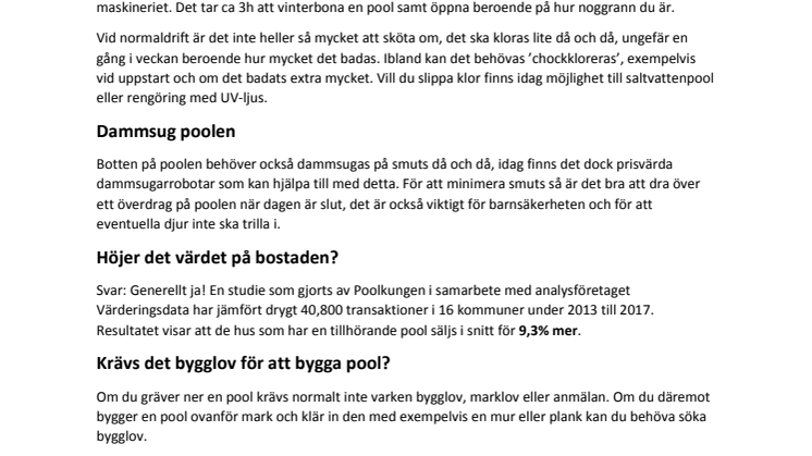 Bygga Pool - Mäklarringens tips och råd