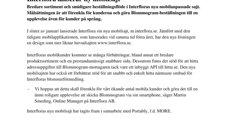 Interflora lanserar ny mobilsajt