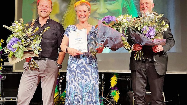 Årets Centrumutvecklare Pia Sandin, flankerad av Nils-Petter Nilsson och Tobias Ahlstedt