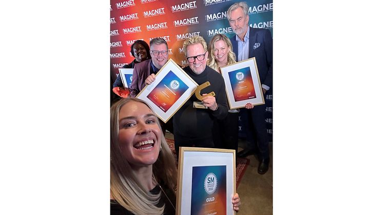 Jobbfestivalen uppmärksammades med två utmärkelser på Magnet Awards. På bilden Malin Moezzi, Madeleine Opira, Carl-Fredrik Zetterman, Mats Wernheim (initiativtagare), Sofi Fridland och Hans Uhrus.
