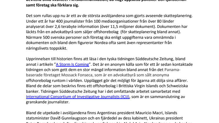Panamadokumenten ställer stora krav på aktiv kriskommunikation