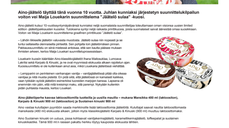Maija Louekari pukee Aino-jäätelöt juhlavaatteisiin