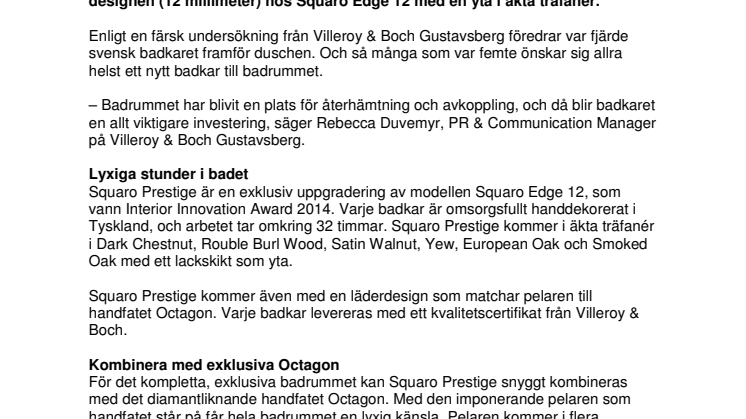 Unika badkaret Squaro Prestige - Exklusiva badrum från Villeroy & Boch