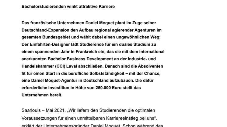 Auf Wachstumskurs in Deutschland: Daniel Moquet, Europas Nr. 1 für private Wege, Einfahrten und Terrassen.