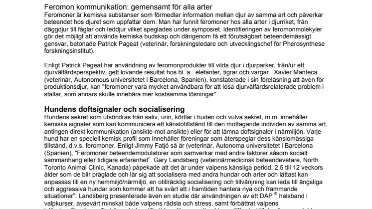 Feromoner ger möjlighet till insikt i ett universellt språk