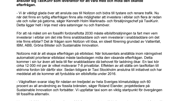 Nu ansluter sig TaxiKurir till Nollzon