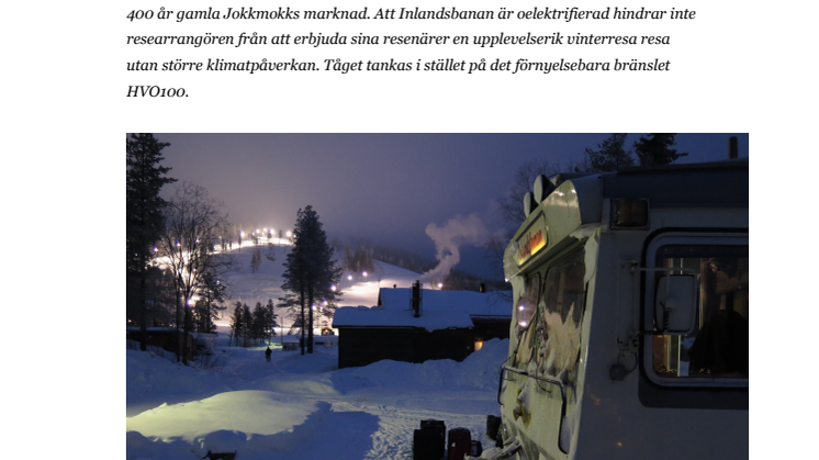Inlandsbanan - det fossilfria resealternativet till Jokkmokks marknad 2020