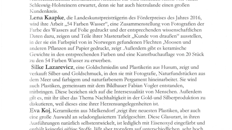 Künstler der ersten Ausstellungswoche 