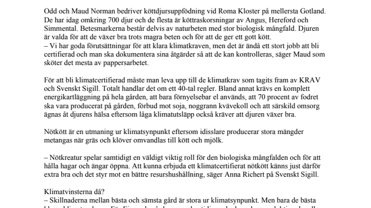 Premiär för klimatmärkt nötkött