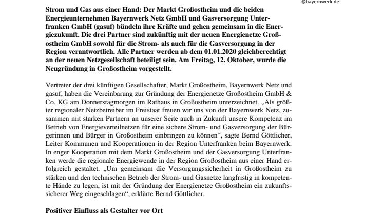 Strom und Gas aus einer Hand in Großostheim