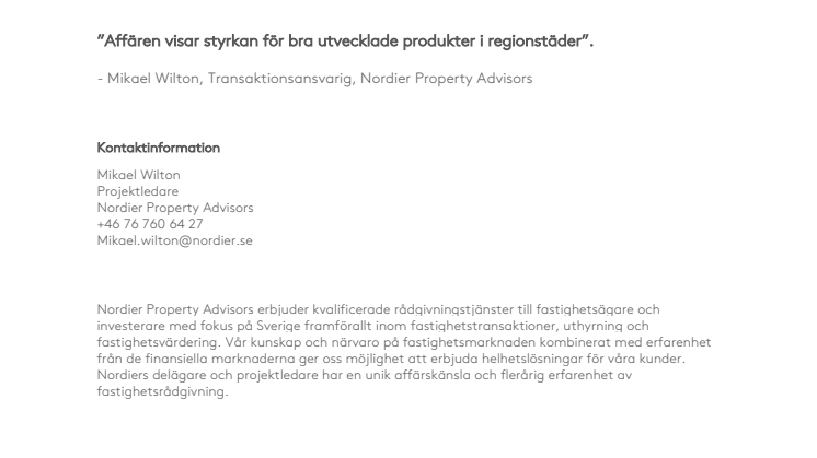 Nordier rådgivare när Estea förvärvar i Eskilstuna