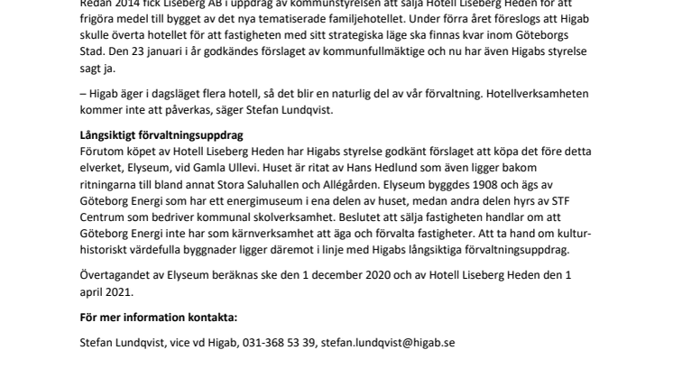Higab köper Hotell Liseberg Heden och Elyseum