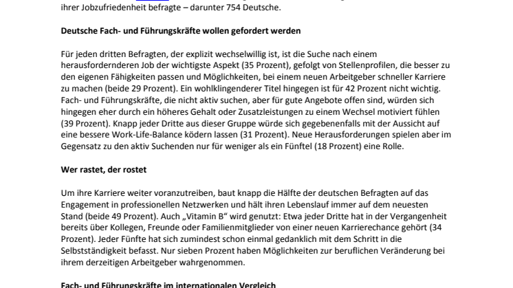 Jede zweite Fach- und Führungskraft offen für Jobangebote