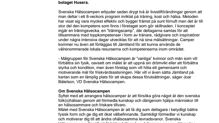 Jämtlandsföretagare tar över Svenska Hälsocampen