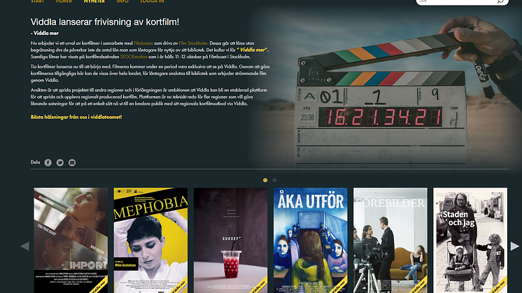 Skärmbild från kortfilmssatsningen på strömningstjänsten Viddla.