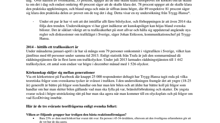 Endast 4 av 10 uppger sig klara körkortstestet på nytt