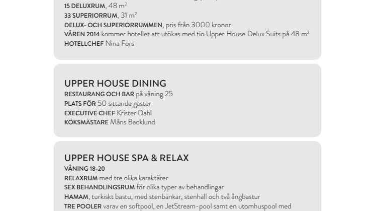 Upper House Informationsblad