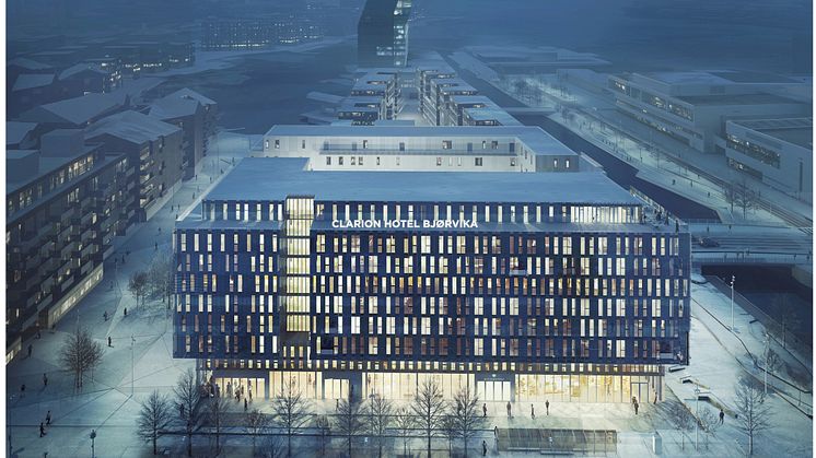 Skiss av Clarion Hotel i Bjørvika