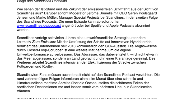 Reisen fürs Ohr: Neue Podcast-Folge von Scandlines zum klimafreundlichen Reisen jetzt online